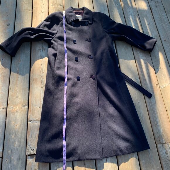 Vintage 90s London Fog Wool Overcoat Navy Double Breasted Belted Winter Coat - Picture 12 of 15